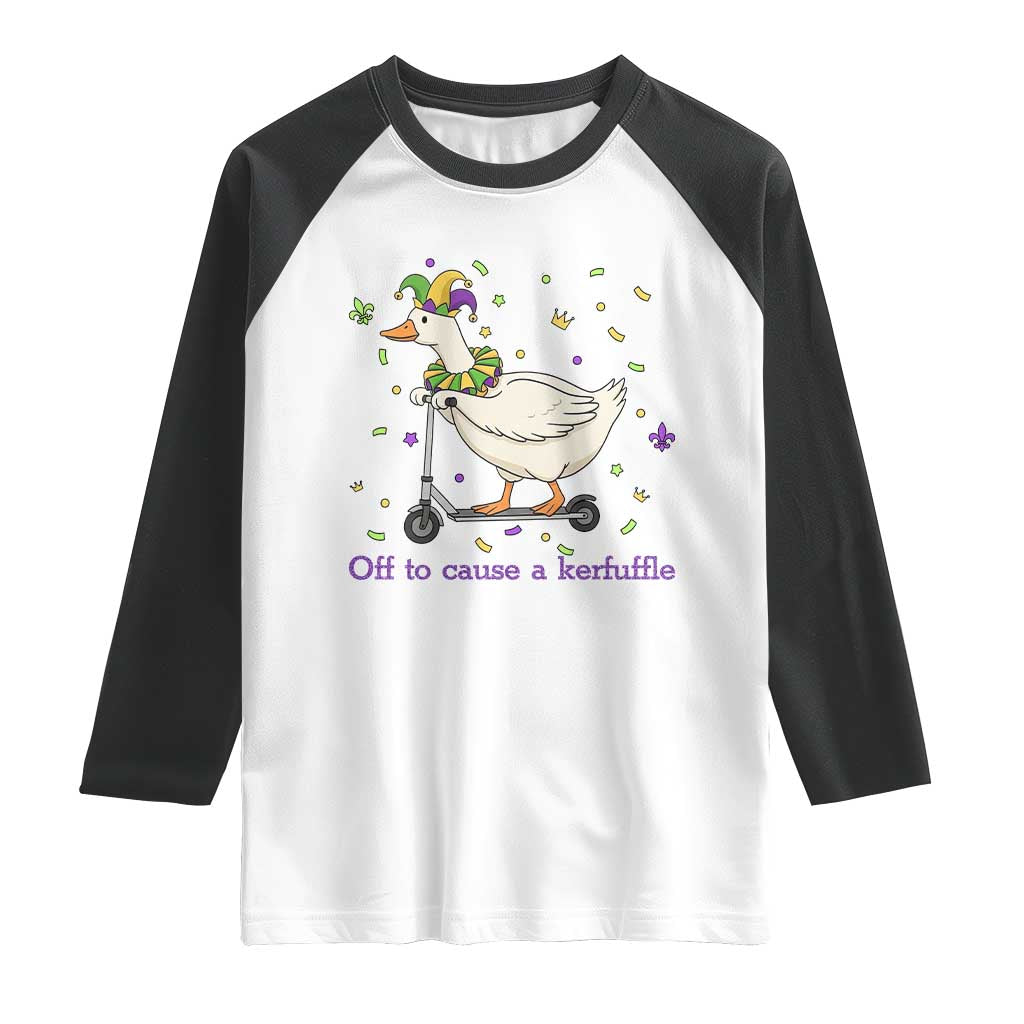 Mardi Gras Silly Goose Raglan Shirt Off To Cause A Kerfuffle