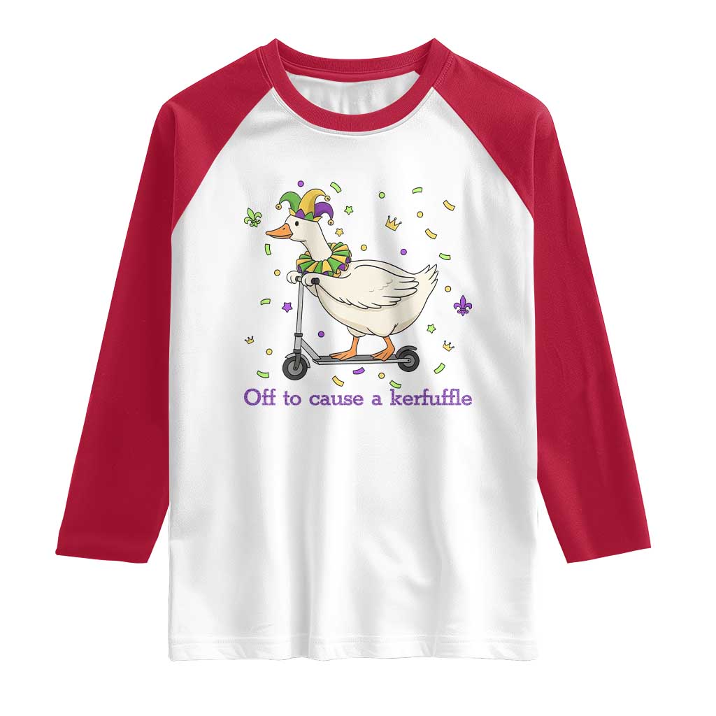Mardi Gras Silly Goose Raglan Shirt Off To Cause A Kerfuffle
