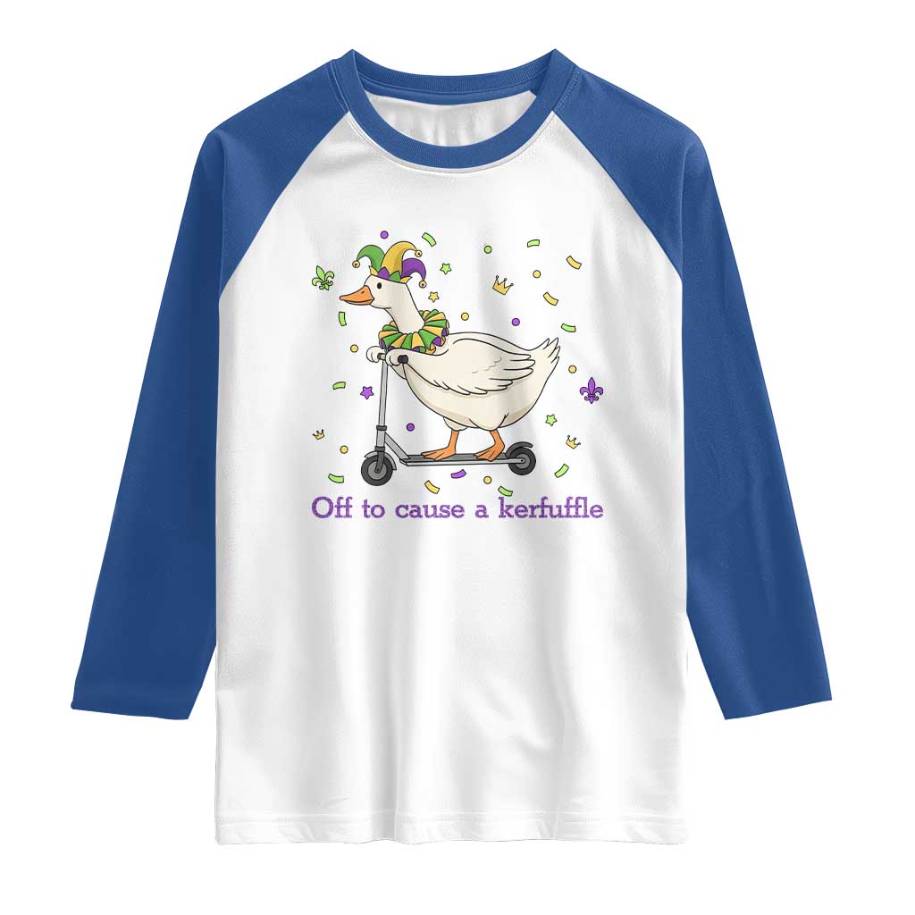Mardi Gras Silly Goose Raglan Shirt Off To Cause A Kerfuffle