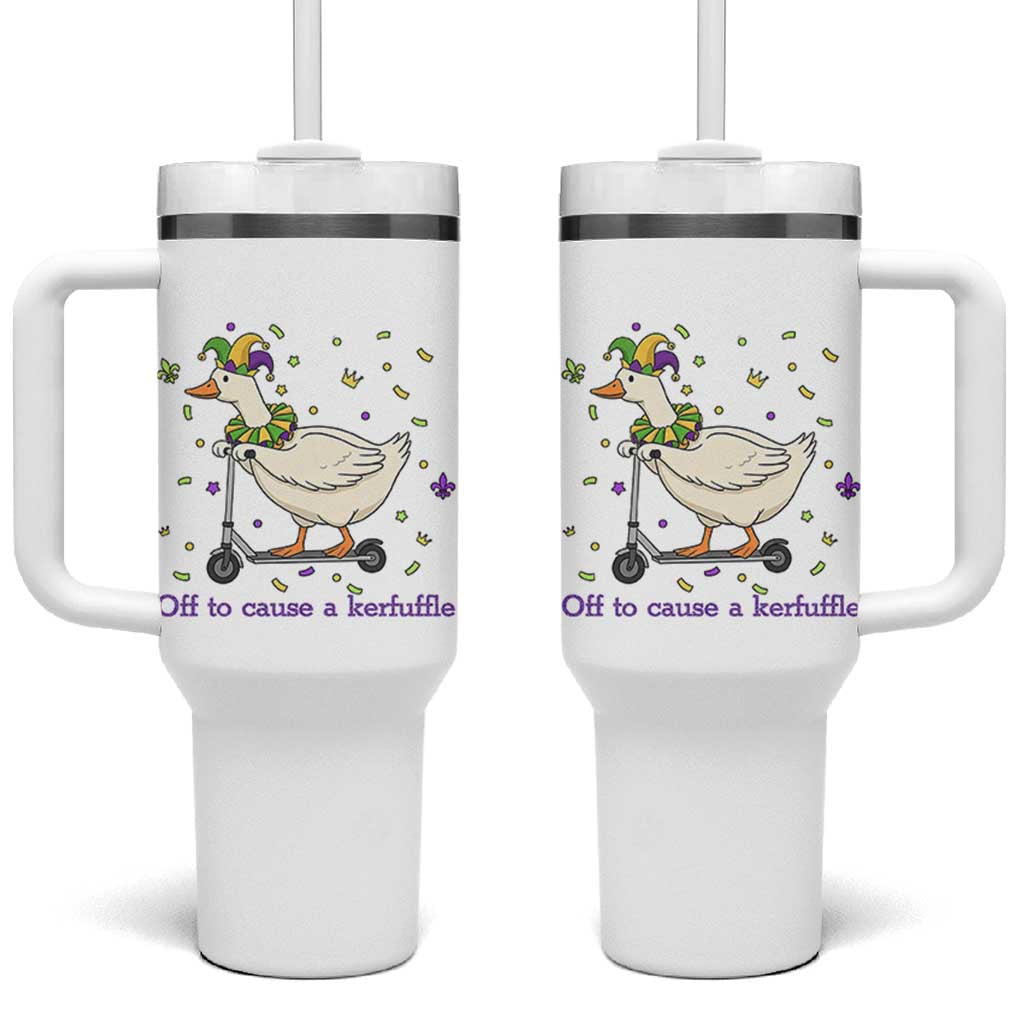 Mardi Gras Silly Goose Tumbler With Handle Off To Cause A Kerfuffle