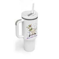 Mardi Gras Silly Goose Tumbler With Handle Off To Cause A Kerfuffle