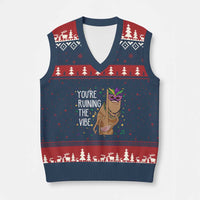 Funny Mardi Gras V-Neck Knit Sweater Vest Marcus The Worm Carnival Trendy Meme