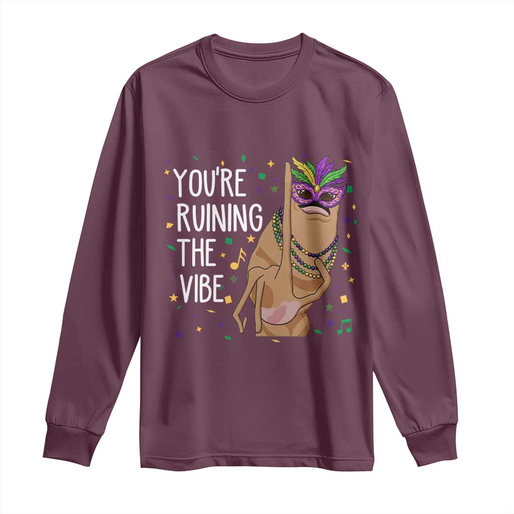 Funny Mardi Gras Long Sleeve Shirt Marcus The Worm Carnival Trendy Meme
