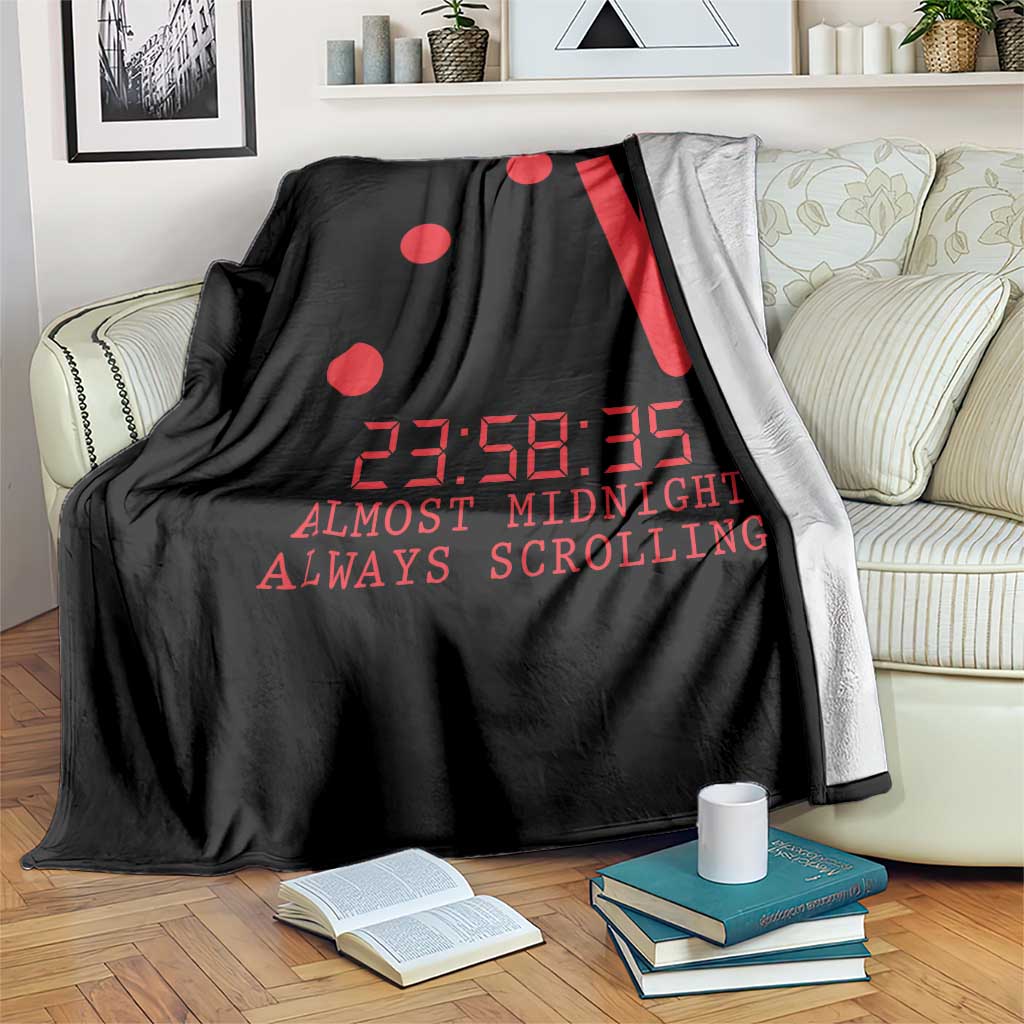 Doomsday Clock Armageddon Throw Blanket Almost Midnight Always Scrolling