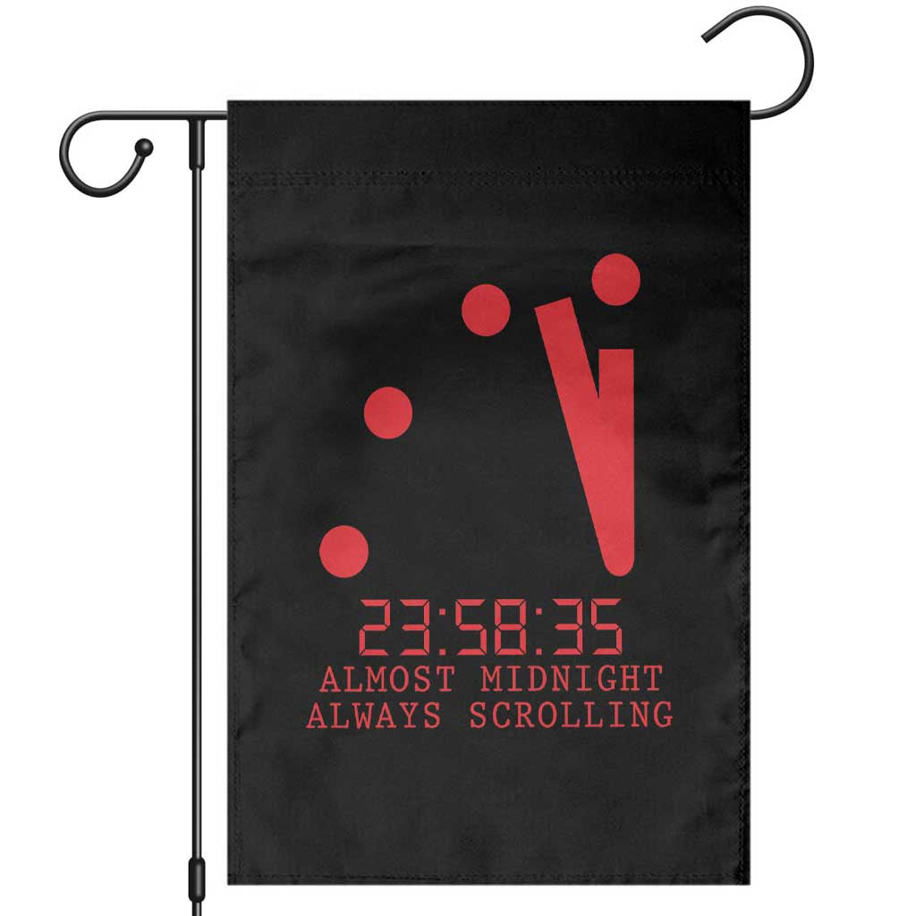 Doomsday Clock Armageddon Garden Flag Almost Midnight Always Scrolling