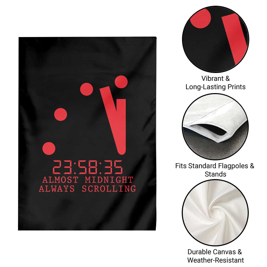 Doomsday Clock Armageddon Garden Flag Almost Midnight Always Scrolling