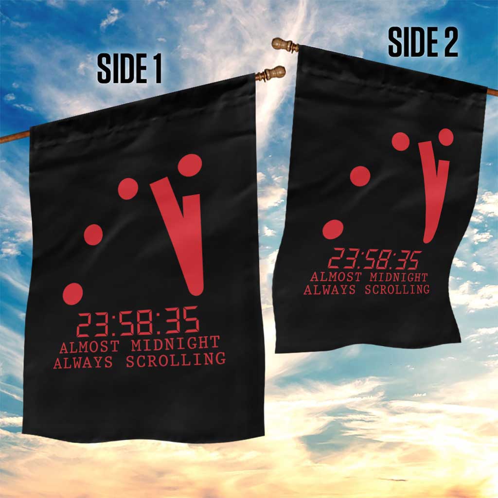 Doomsday Clock Armageddon Garden Flag Almost Midnight Always Scrolling