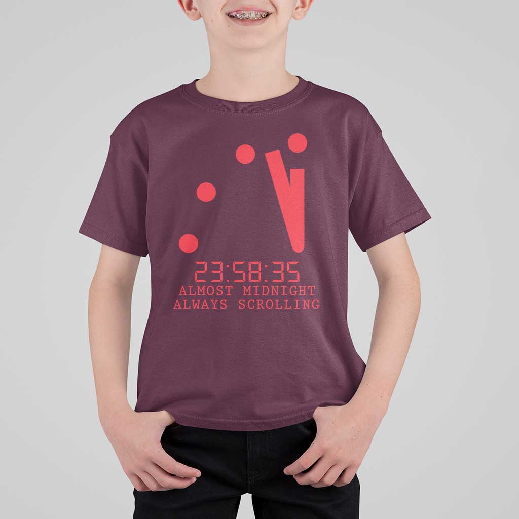 Doomsday Clock Armageddon T Shirt For Kid Almost Midnight Always Scrolling