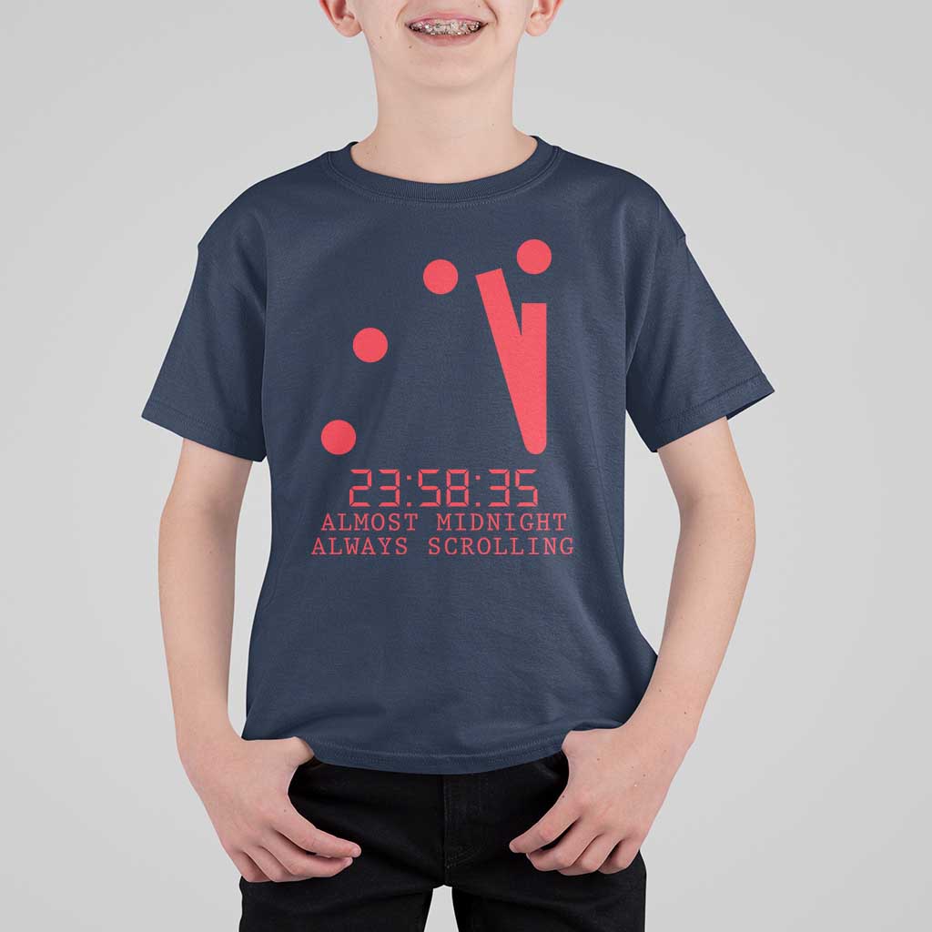 Doomsday Clock Armageddon T Shirt For Kid Almost Midnight Always Scrolling