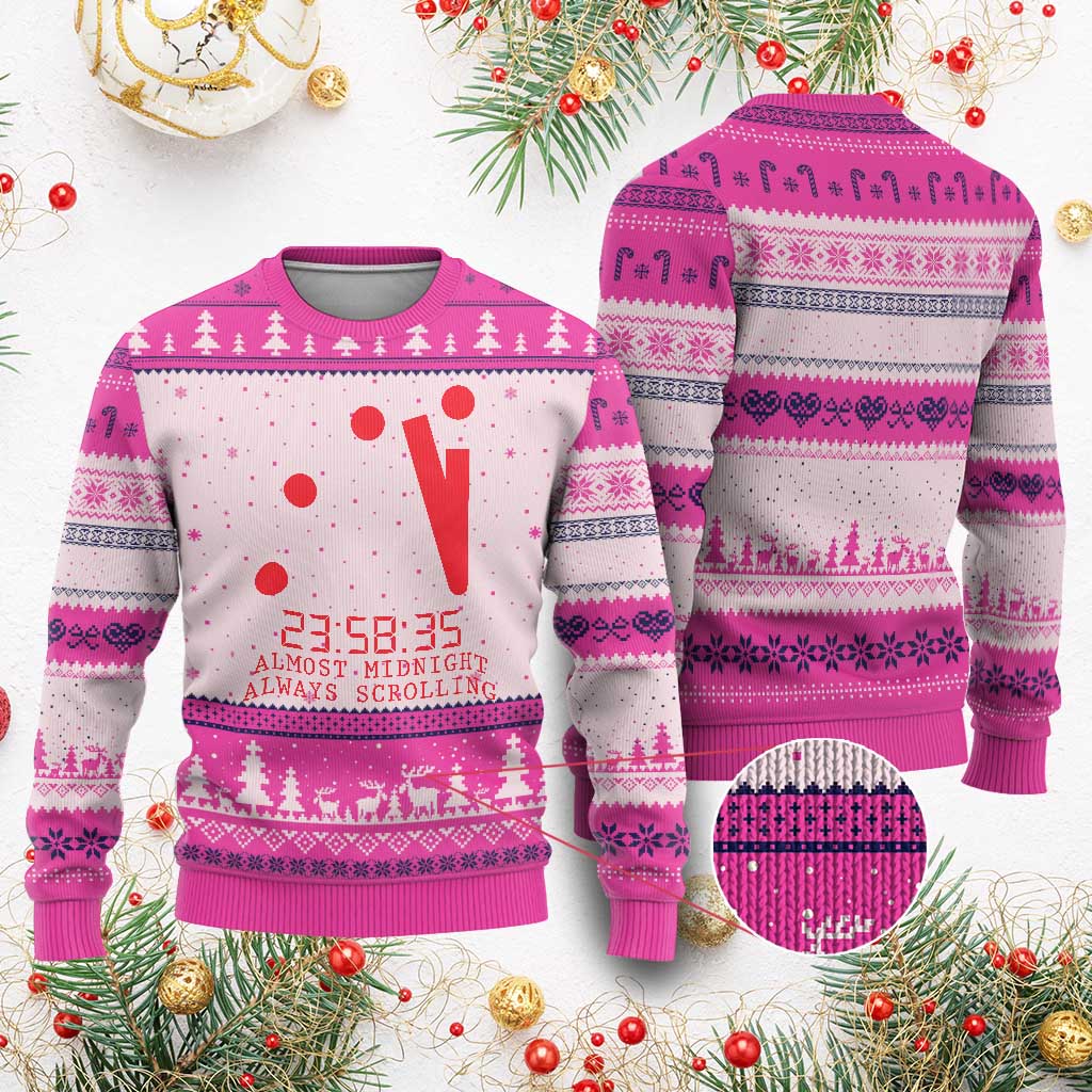 Doomsday Clock Armageddon Ugly Christmas Sweater Almost Midnight Always Scrolling