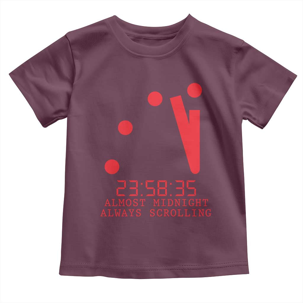 Doomsday Clock Armageddon Toddler T Shirt Almost Midnight Always Scrolling