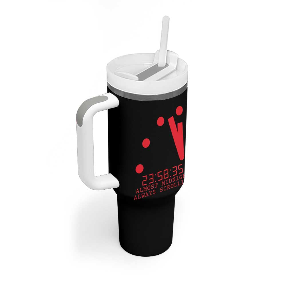 Doomsday Clock Armageddon Tumbler With Handle Almost Midnight Always Scrolling