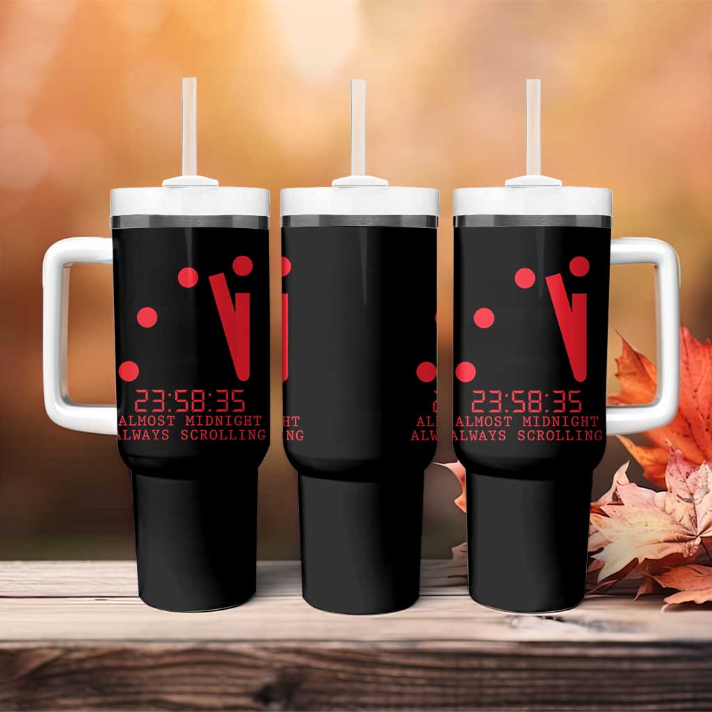 Doomsday Clock Armageddon Tumbler With Handle Almost Midnight Always Scrolling