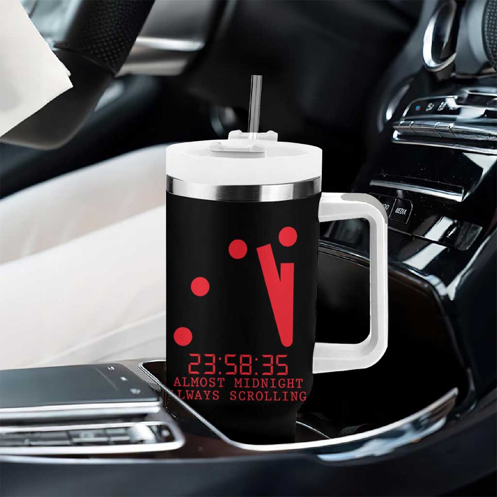 Doomsday Clock Armageddon Tumbler With Handle Almost Midnight Always Scrolling
