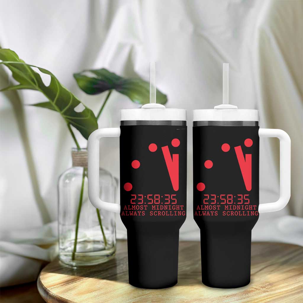 Doomsday Clock Armageddon Tumbler With Handle Almost Midnight Always Scrolling