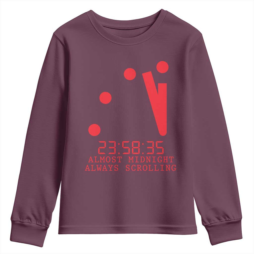 Doomsday Clock Armageddon Youth Sweatshirt Almost Midnight Always Scrolling