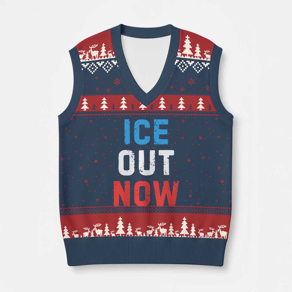 Ice Out V-Neck Knit Sweater Vest Minneapolis Resist ICE Immigration Rights Protest
