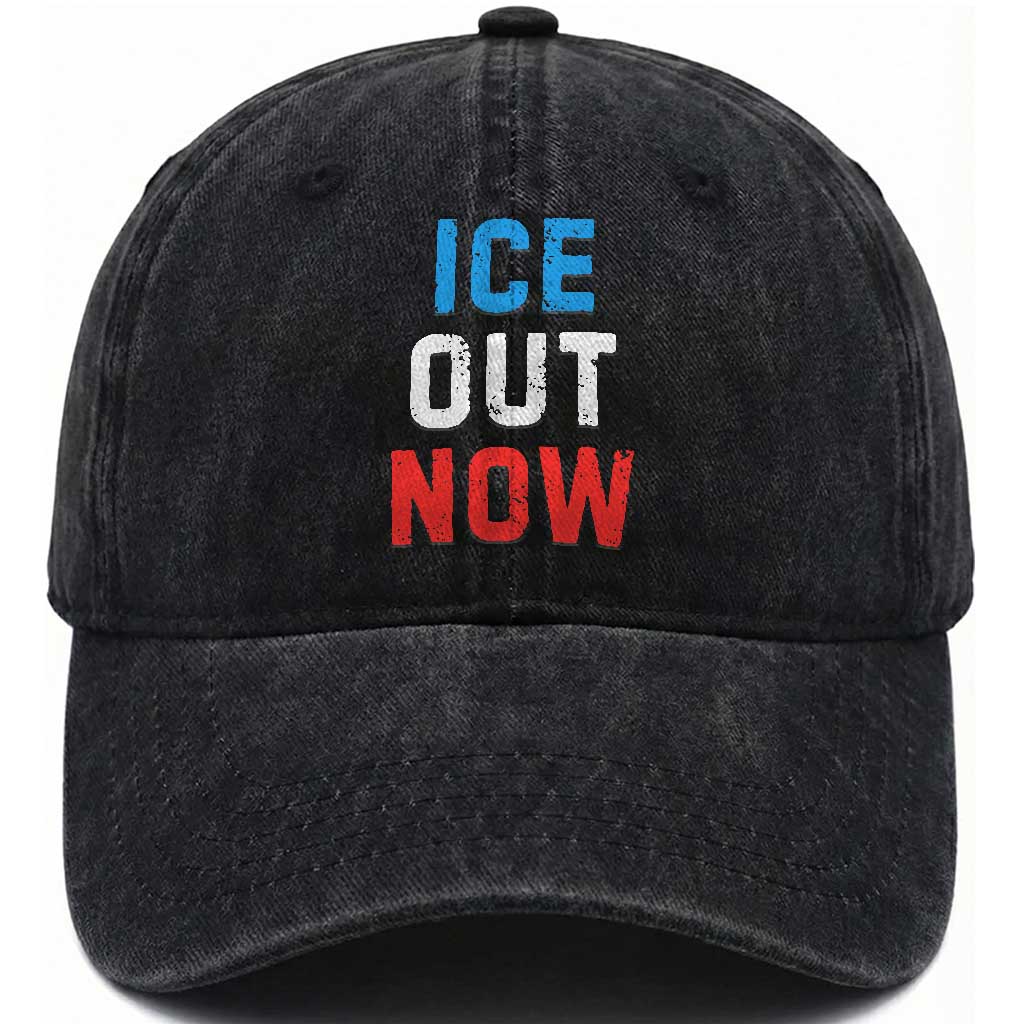 Ice Out Washed Cotton Baseball Cap Minneapolis Resist ICE Immigration Rights Protest