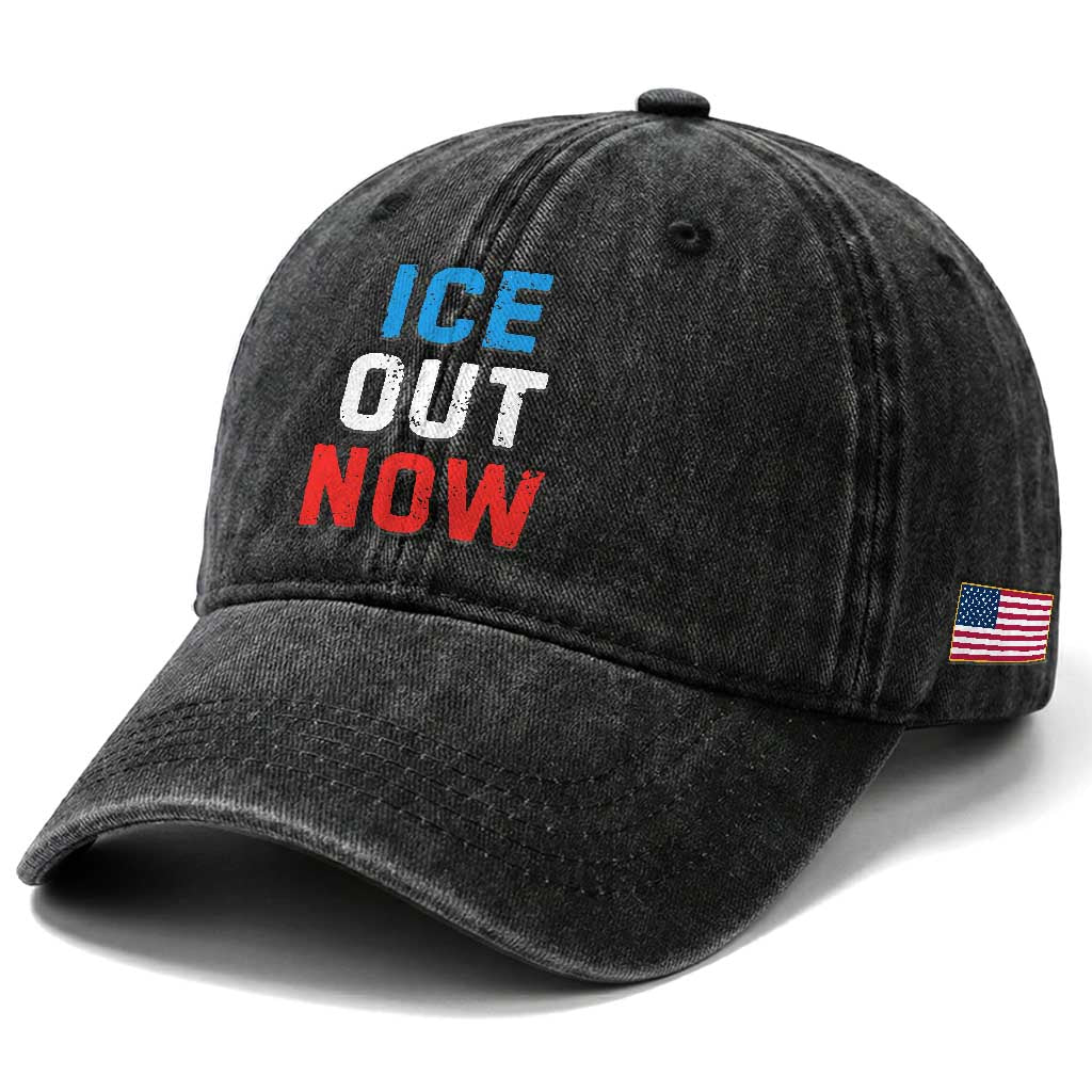 Ice Out Washed Cotton Baseball Cap Minneapolis Resist ICE Immigration Rights Protest