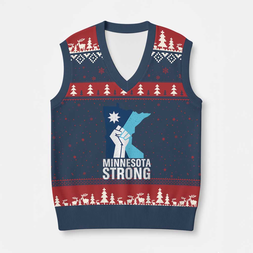 Minnesota Strong V-Neck Knit Sweater Vest Minneapolis Resist ICE Immigration Human Rights Protest