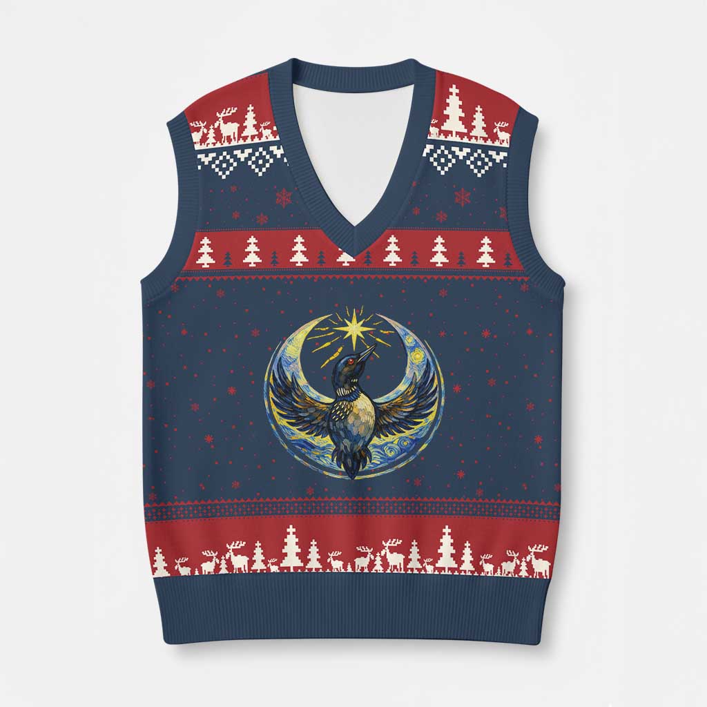 Minnesota Strong V-Neck Knit Sweater Vest Minneapolis Loon Starry Night Van Gogh