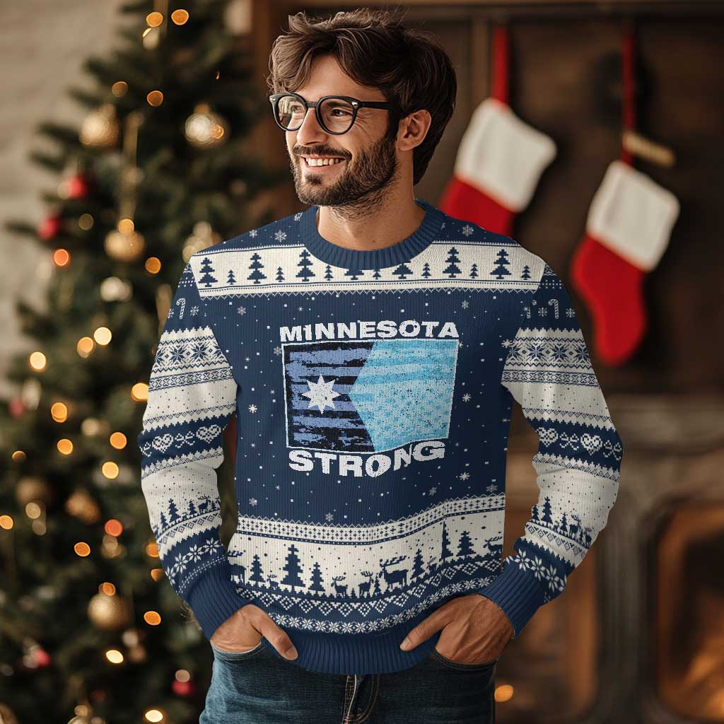 Minnesota Strong Ugly Christmas Sweater MN State Flag Political Protest MN Resistance Abolish ICE