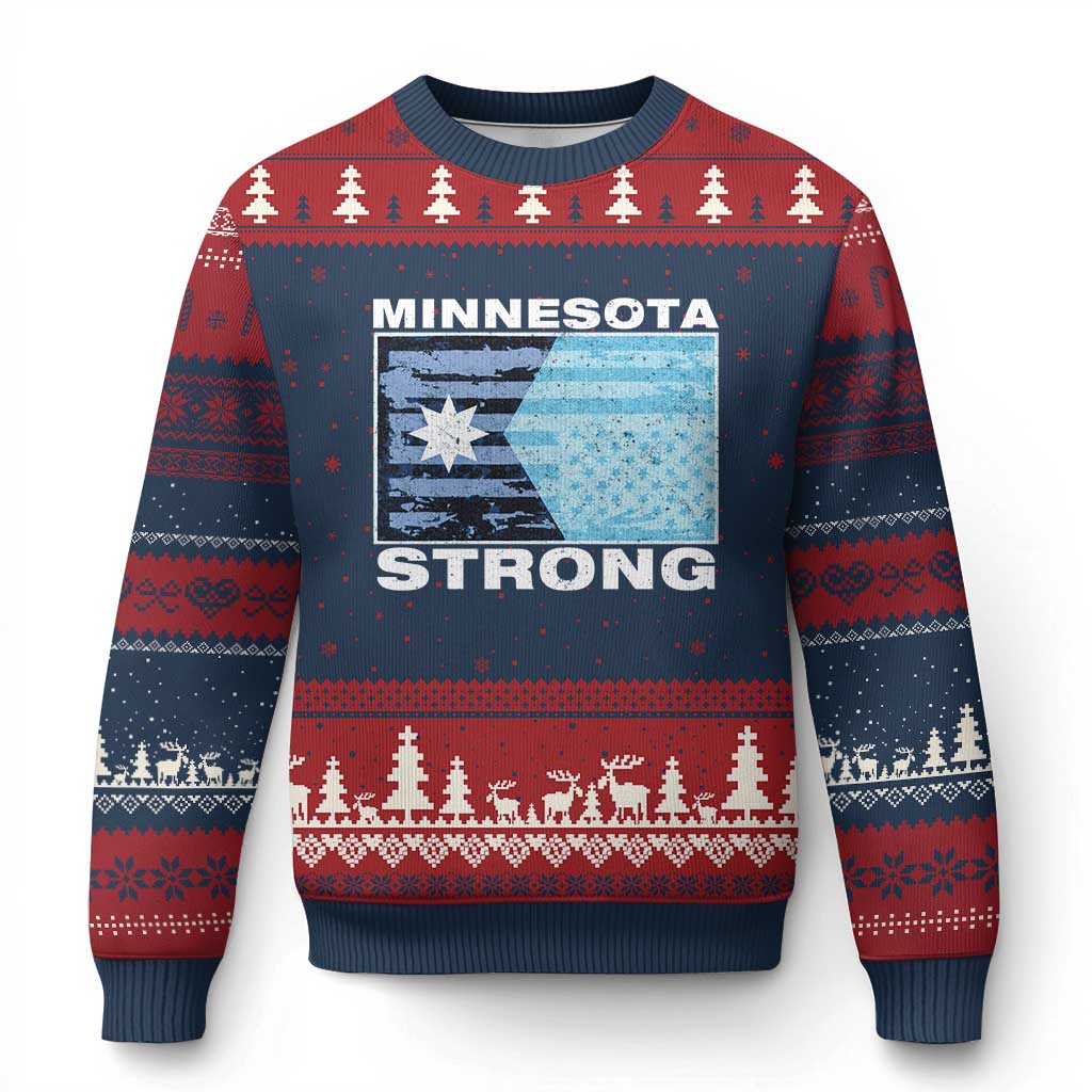 Minnesota Strong Ugly Christmas Sweater MN State Flag Political Protest MN Resistance Abolish ICE
