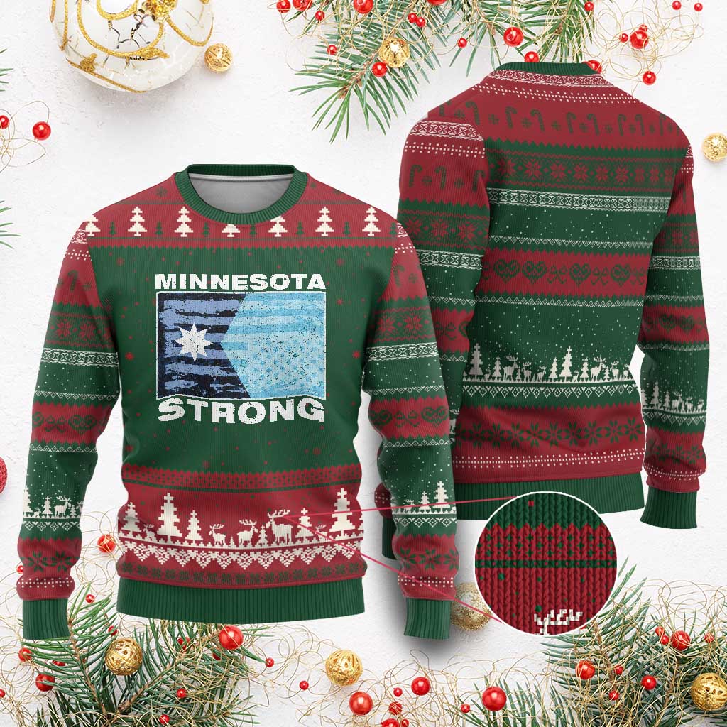 Minnesota Strong Ugly Christmas Sweater MN State Flag Political Protest MN Resistance Abolish ICE
