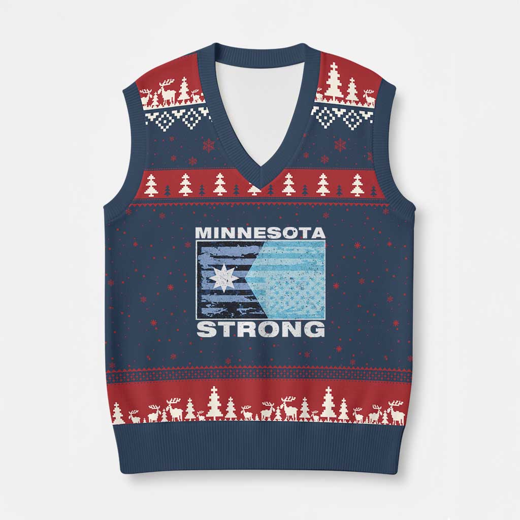 Minnesota Strong V-Neck Knit Sweater Vest MN State Flag Political Protest MN Resistance Abolish ICE
