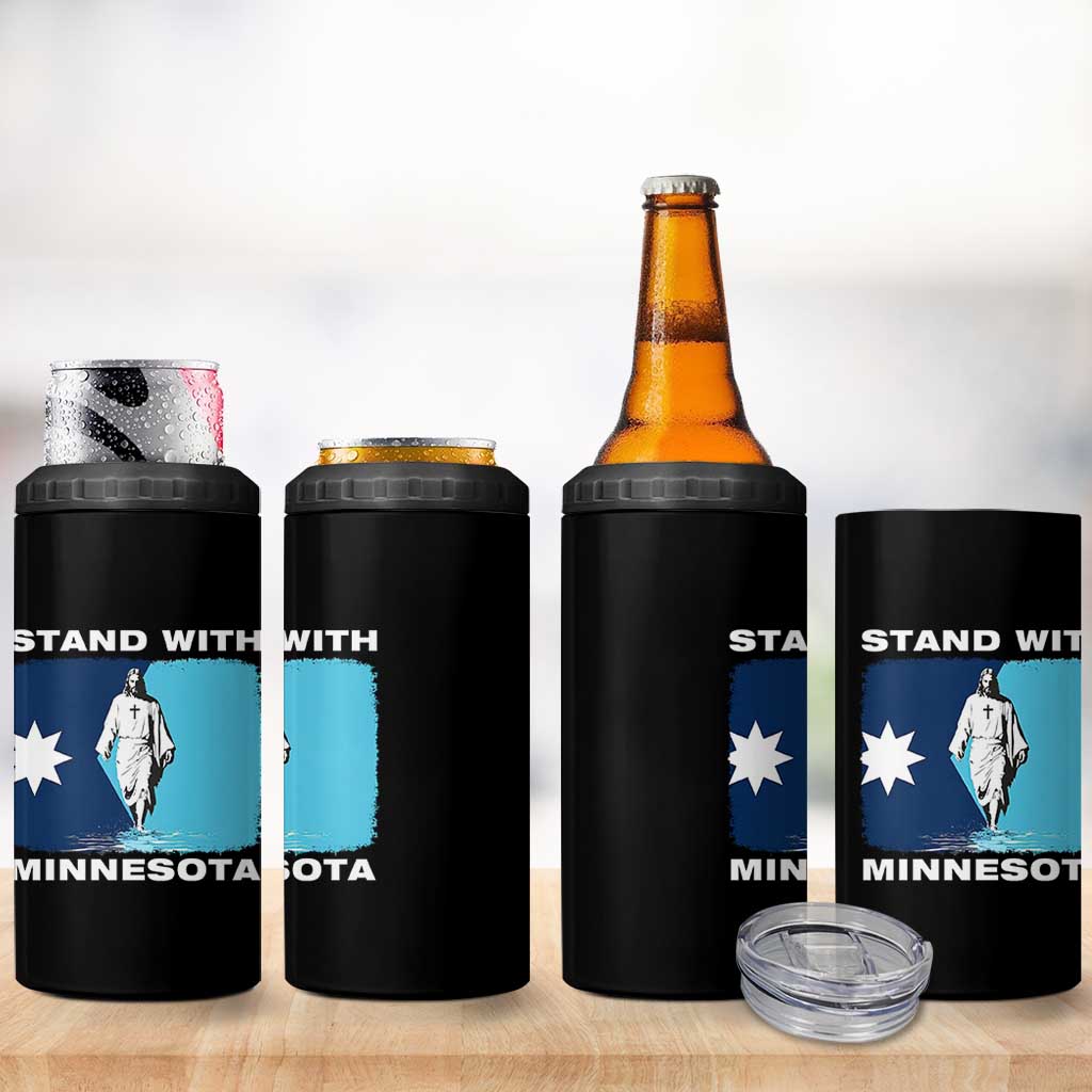 Stand with Minnesota 4 in 1 Can Cooler Tumbler Christian Jesus Minnesota Strong Subtle Anti ICE