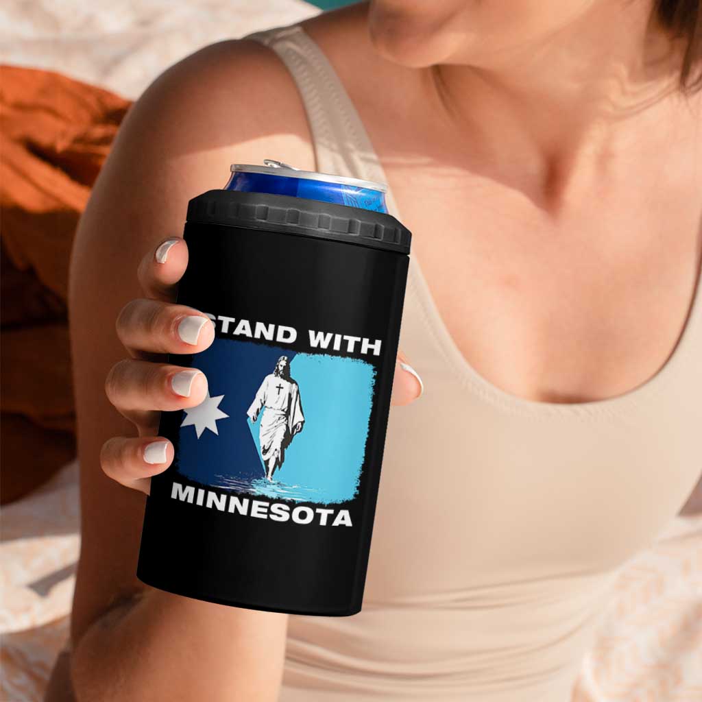 Stand with Minnesota 4 in 1 Can Cooler Tumbler Christian Jesus Minnesota Strong Subtle Anti ICE