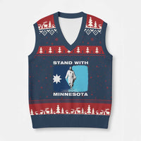 Stand with Minnesota V-Neck Knit Sweater Vest Christian Jesus Minnesota Strong Subtle Anti ICE
