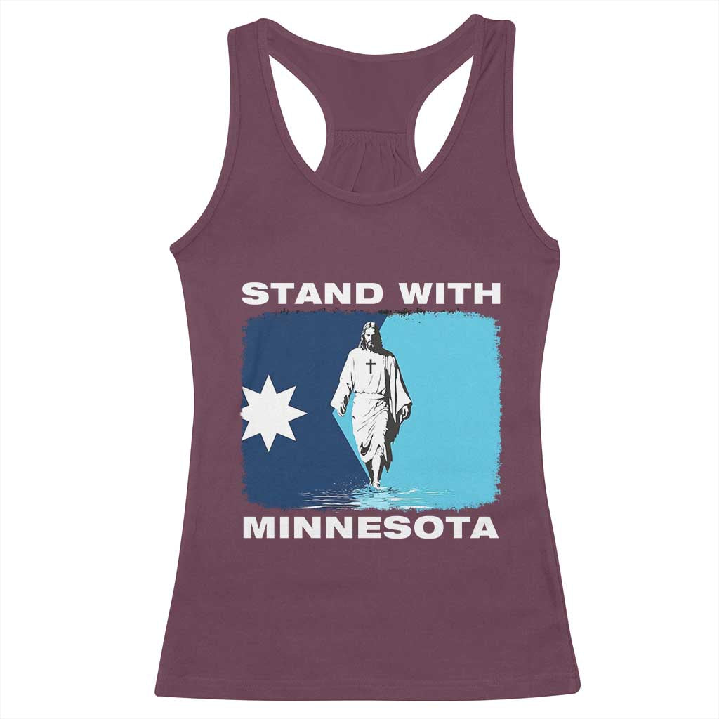 Stand with Minnesota Racerback Tank Top Christian Jesus Minnesota Strong Subtle Anti ICE