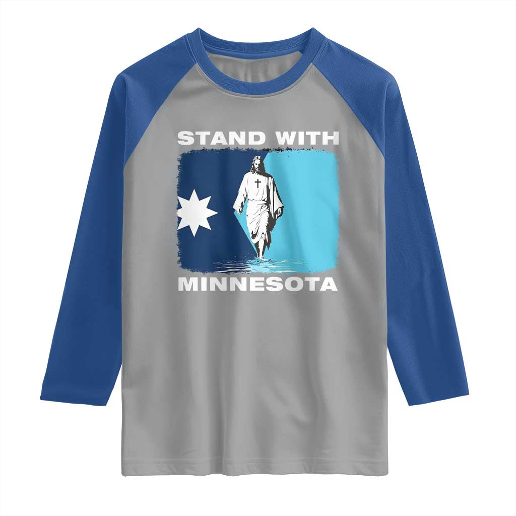 Stand with Minnesota Raglan Shirt Christian Jesus Minnesota Strong Subtle Anti ICE