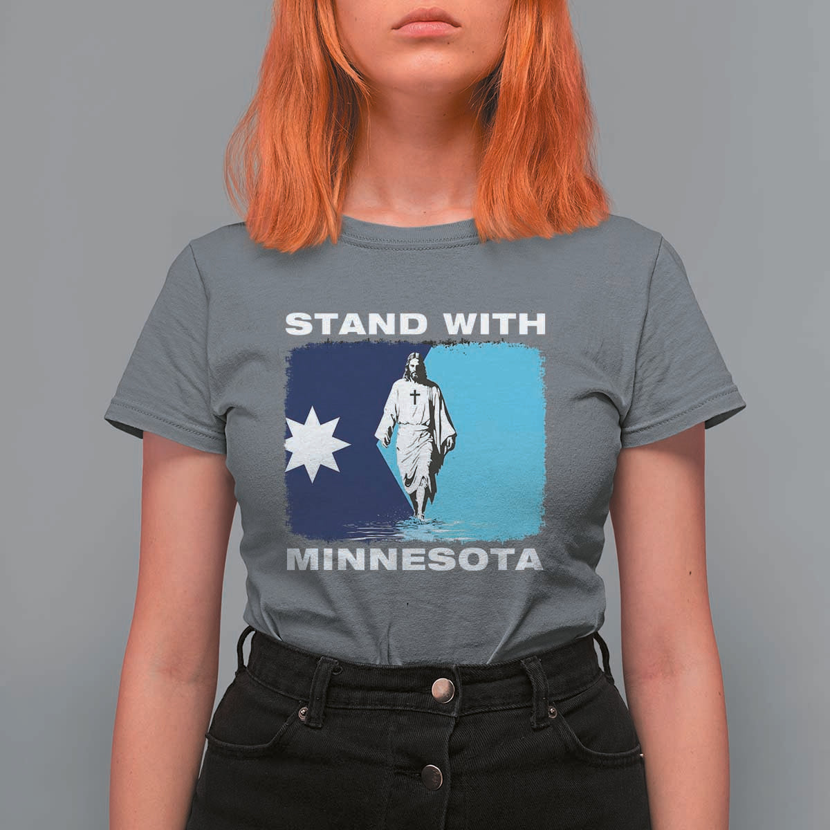 Stand with Minnesota T Shirt For Women Christian Jesus Minnesota Strong Subtle Anti ICE
