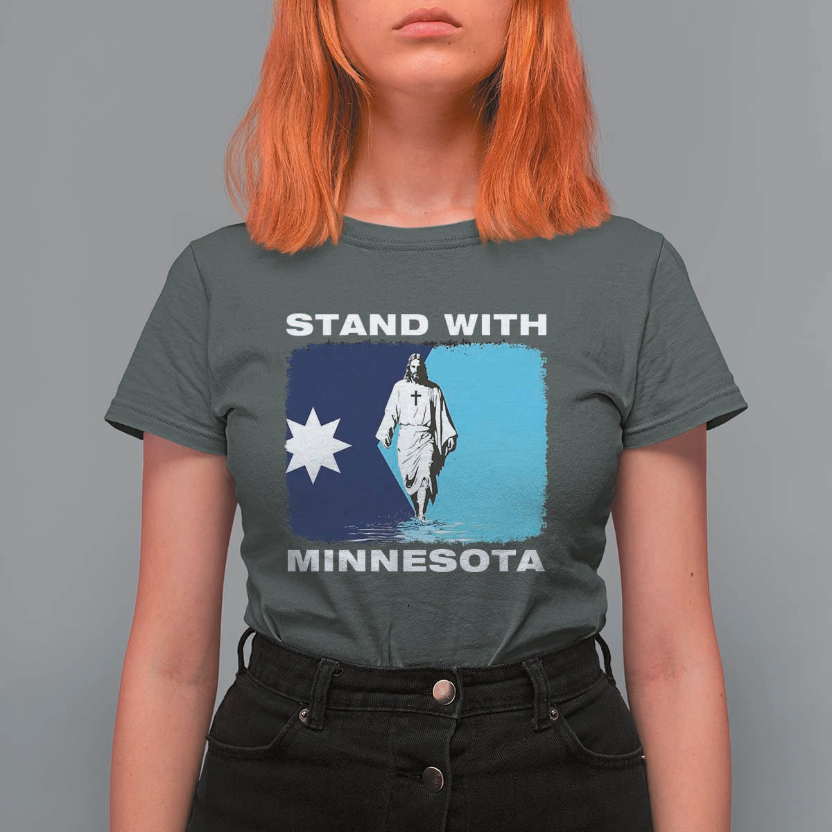 Stand with Minnesota T Shirt For Women Christian Jesus Minnesota Strong Subtle Anti ICE