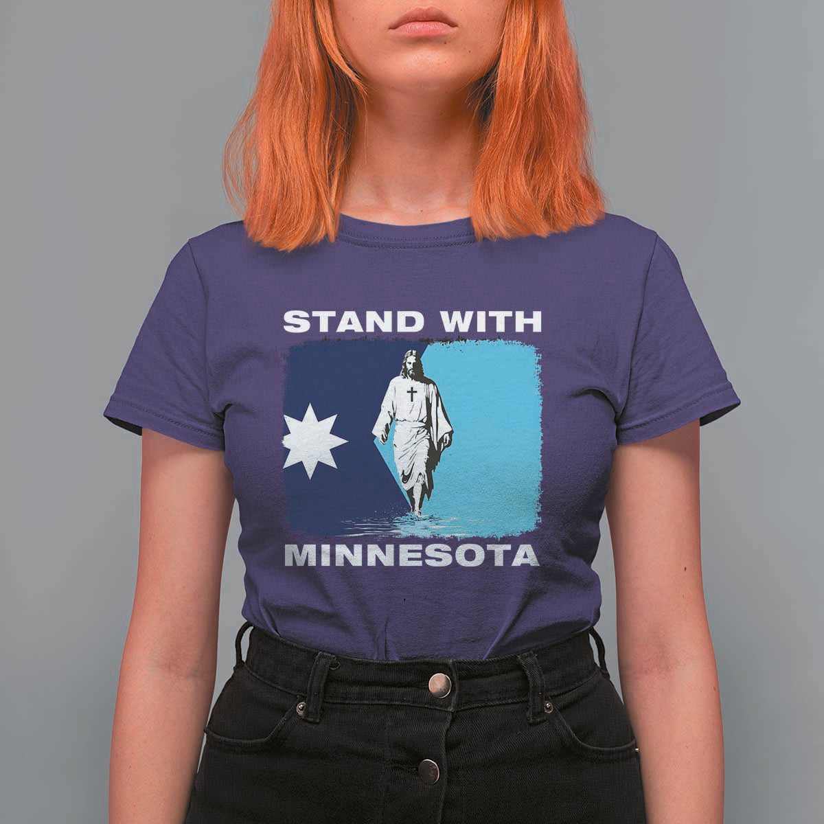 Stand with Minnesota T Shirt For Women Christian Jesus Minnesota Strong Subtle Anti ICE
