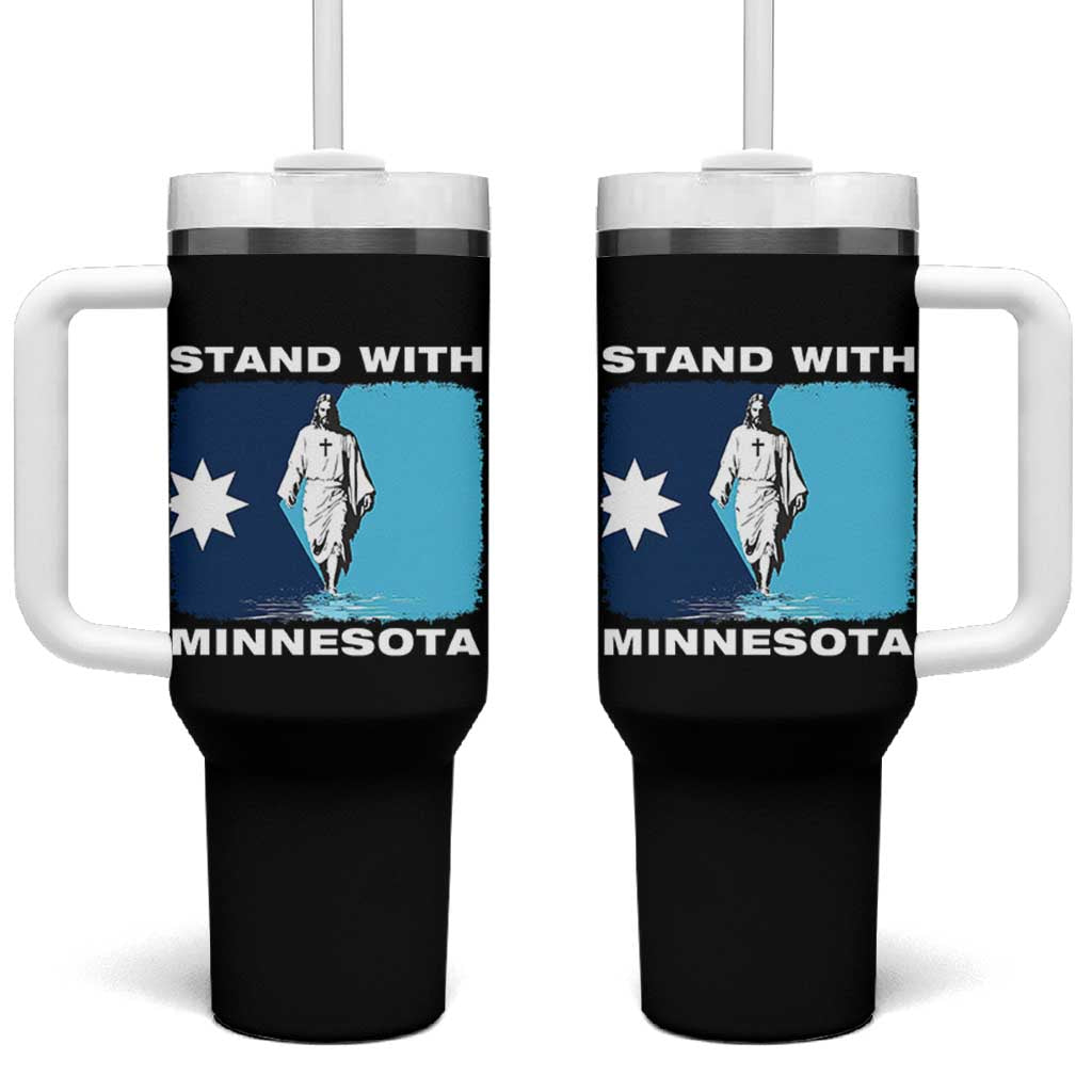 Stand with Minnesota Tumbler With Handle Christian Jesus Minnesota Strong Subtle Anti ICE