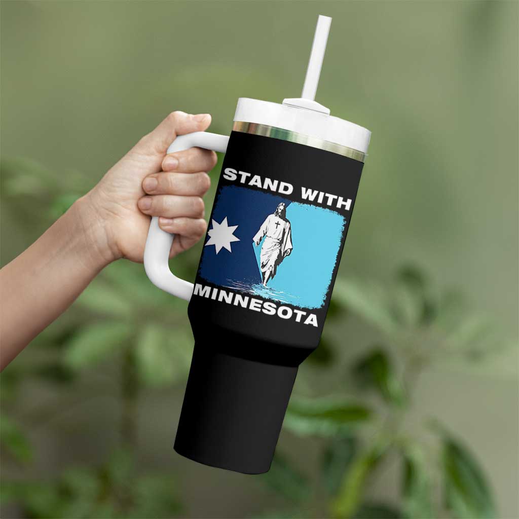 Stand with Minnesota Tumbler With Handle Christian Jesus Minnesota Strong Subtle Anti ICE