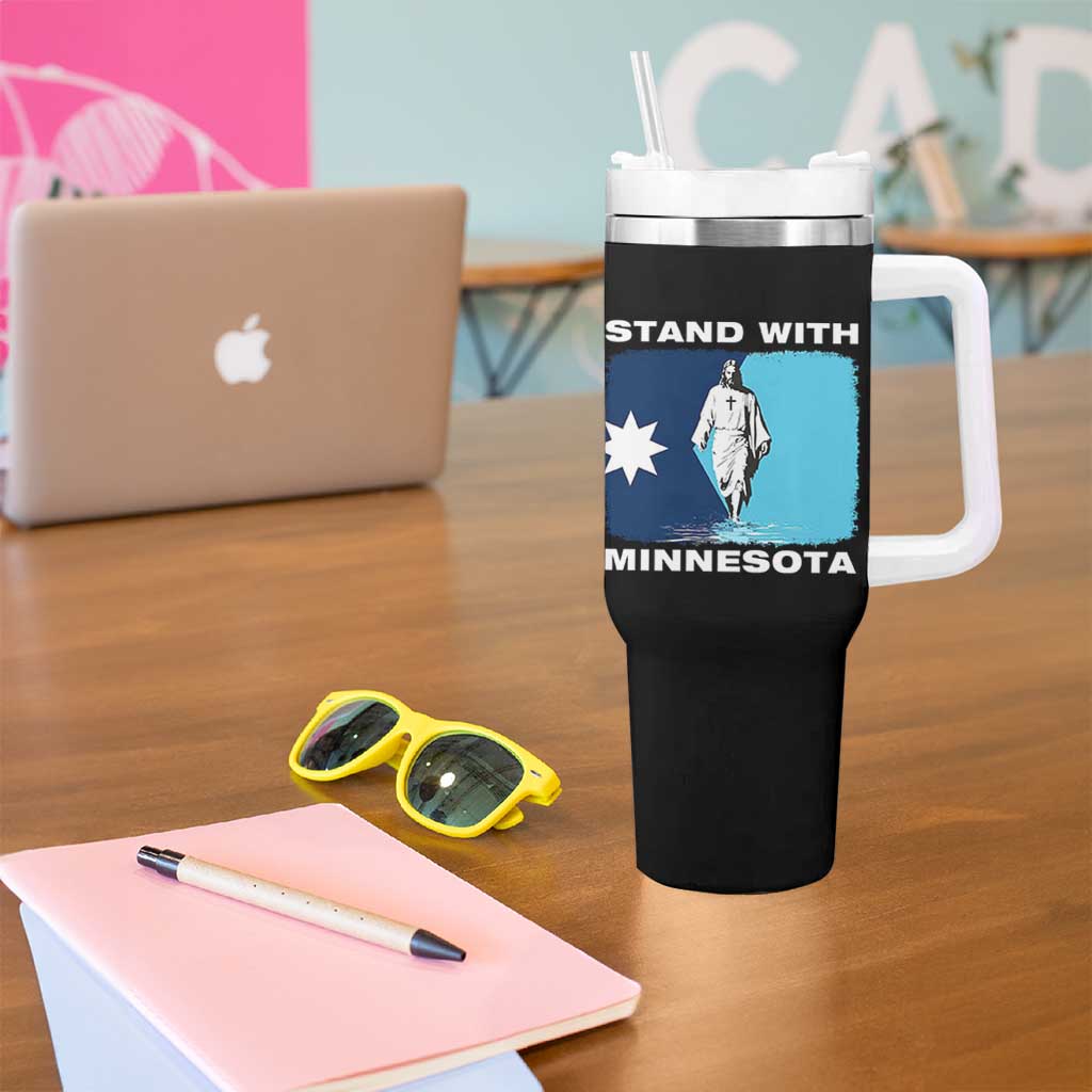 Stand with Minnesota Tumbler With Handle Christian Jesus Minnesota Strong Subtle Anti ICE