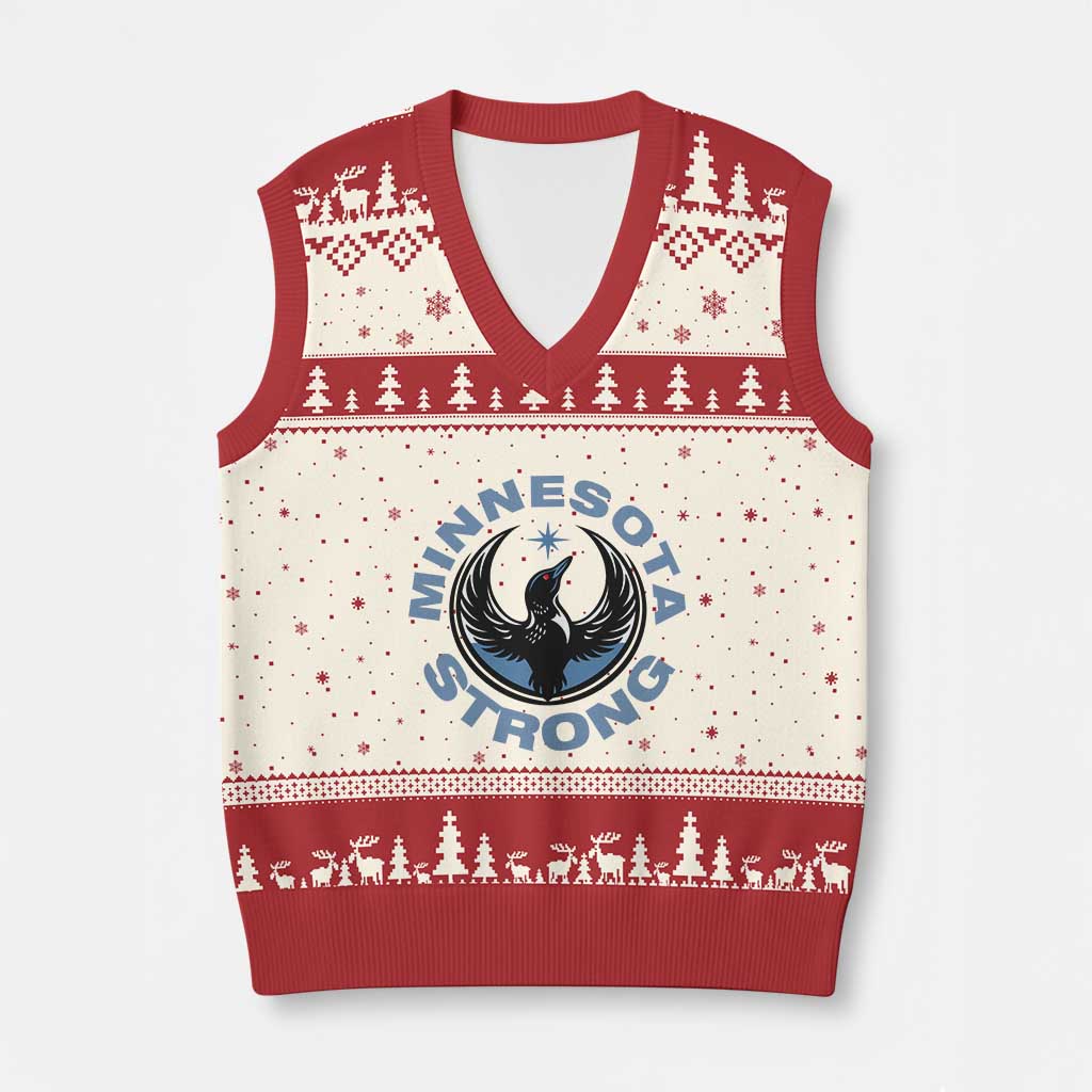 Minnesota Strong V-Neck Knit Sweater Vest MN State Bird Loon Resistance Political Protest