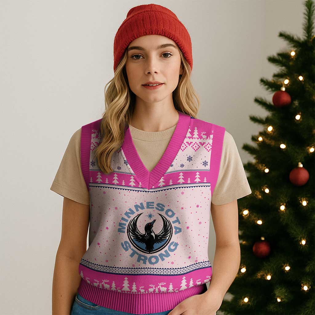 Minnesota Strong V-Neck Knit Sweater Vest MN State Bird Loon Resistance Political Protest