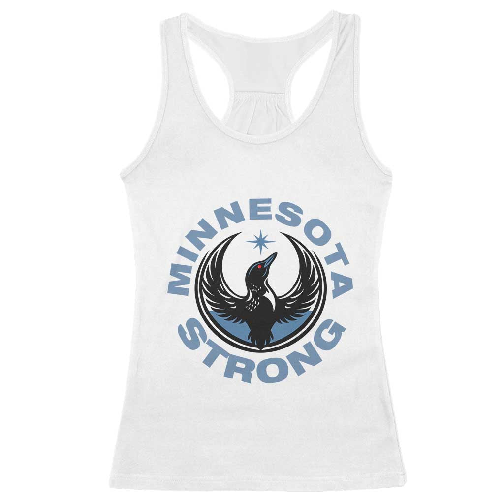Minnesota Strong Racerback Tank Top MN State Bird Loon Resistance Political Protest