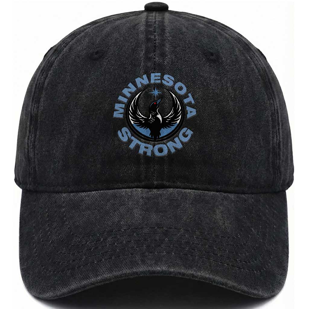 Minnesota Strong Washed Cotton Baseball Cap MN State Bird Loon Resistance Political Protest