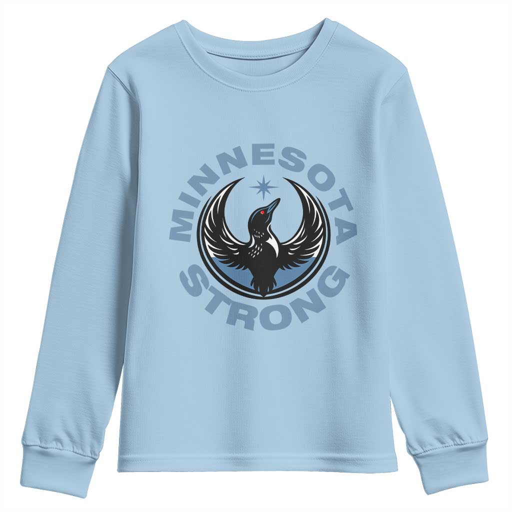 Minnesota Strong Youth Sweatshirt MN State Bird Loon Resistance Political Protest