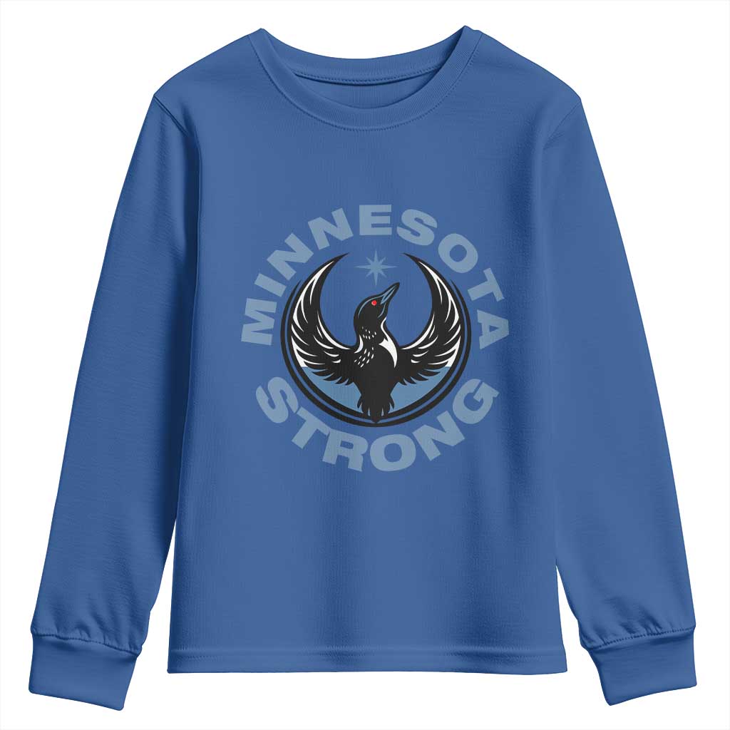 Minnesota Strong Youth Sweatshirt MN State Bird Loon Resistance Political Protest