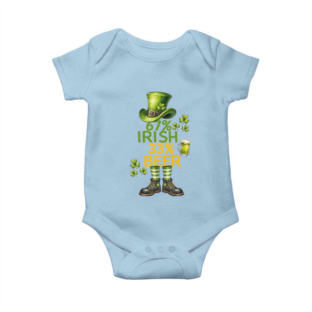 67 Irish 33 Beer Baby Onesie Funny Six Seven Leprechaun Drinking Beer Lover