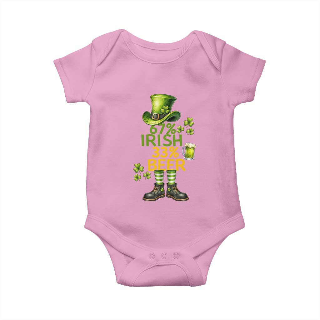 67 Irish 33 Beer Baby Onesie Funny Six Seven Leprechaun Drinking Beer Lover