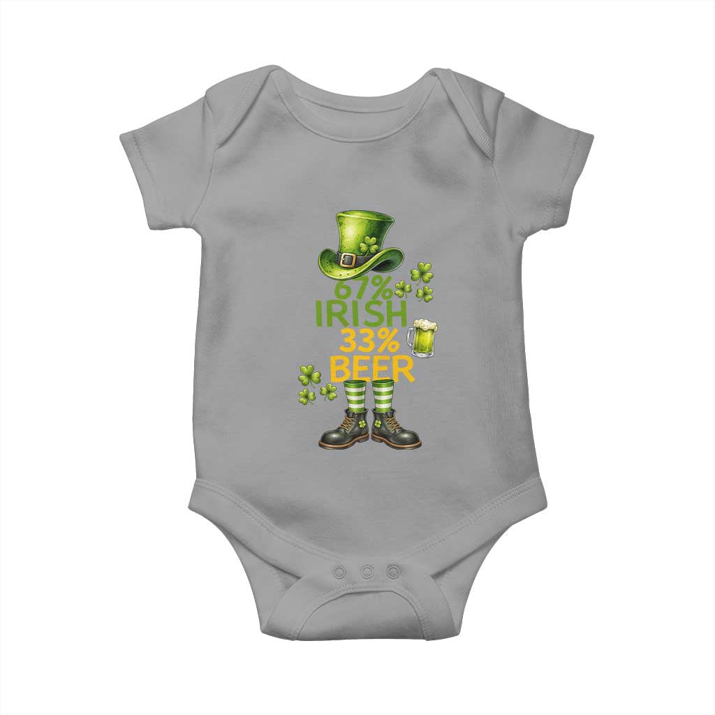 67 Irish 33 Beer Baby Onesie Funny Six Seven Leprechaun Drinking Beer Lover