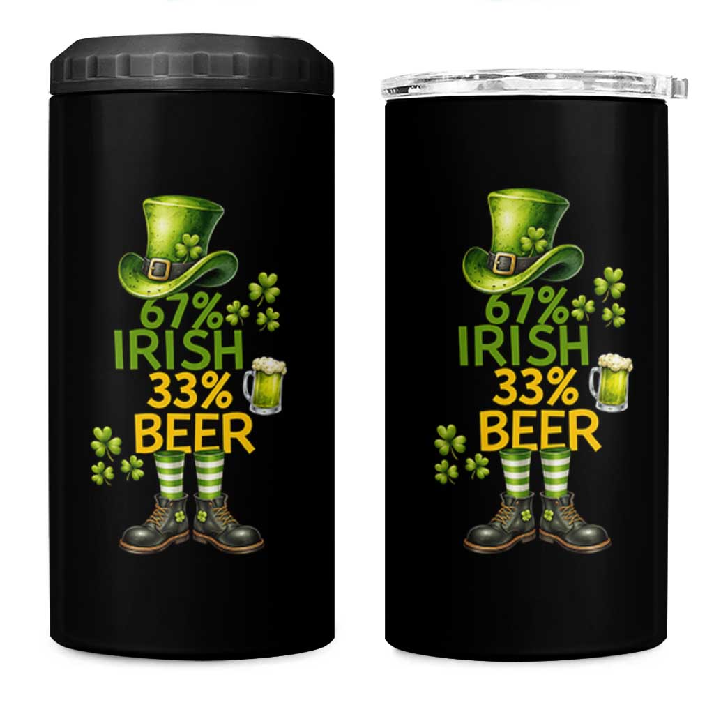 67 Irish 33 Beer 4 in 1 Can Cooler Tumbler Funny Six Seven Leprechaun Drinking Beer Lover